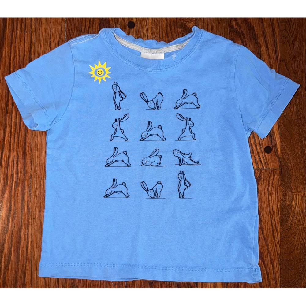 Hanna Andersson Bunny Yoga Short Sleeve Shirt AS IS sz 4